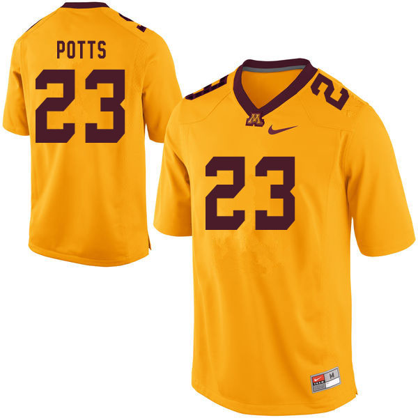 Men #23 Treyson Potts Minnesota Golden Gophers College Football Jerseys Sale-Yellow